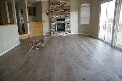 Walnut flooring in living room